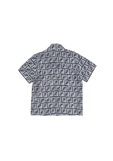 Bowling Shirt With Blue Monogram Motif FENDI KIDS | JMC173-AQTQF04V6