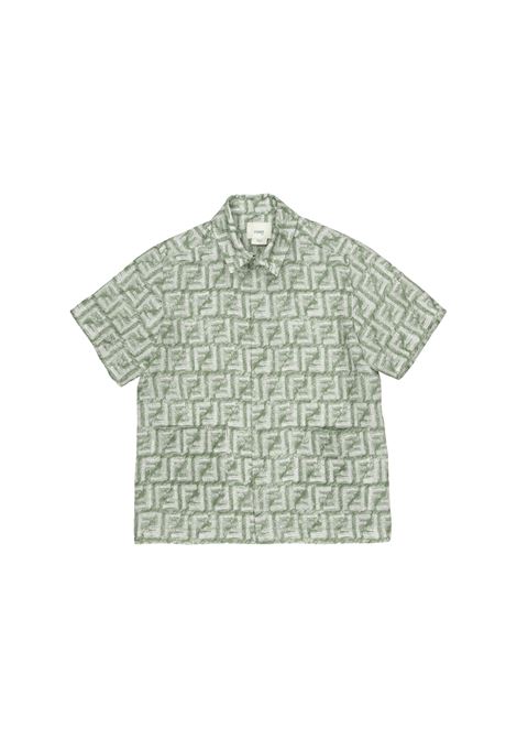 Bowling Shirt With Green Monogram Motif FENDI KIDS | JMC173-AQTQF1MTQ