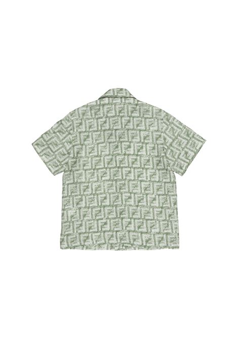Camicia Bowling Con Motivo Monogram Verde FENDI KIDS | JMC173-AQTQF1MTQ