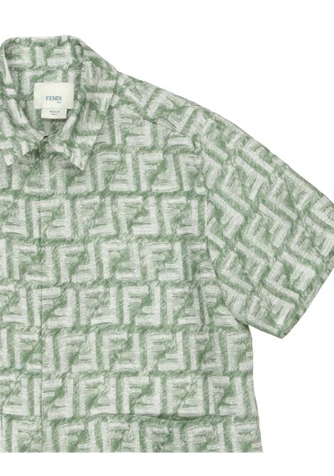 Bowling Shirt With Green Monogram Motif FENDI KIDS | JMC173-AQTQF1MTQ