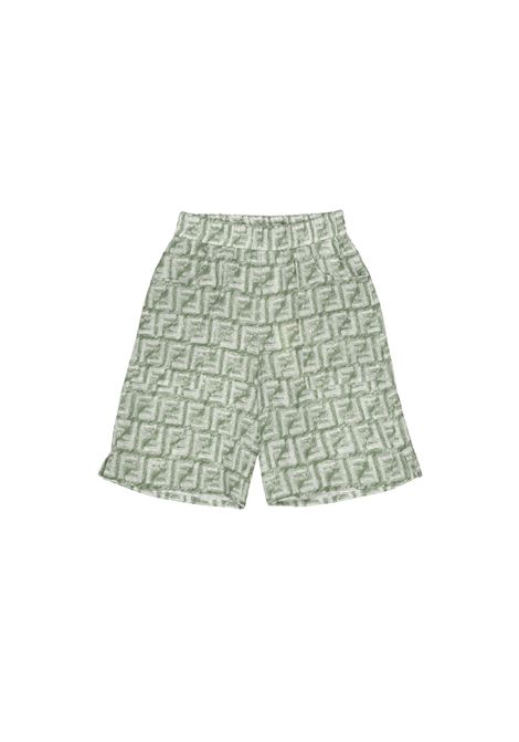 Shorts Con Motivo Monogram Verde FENDI KIDS | JMF473-AQTQF1MTQ
