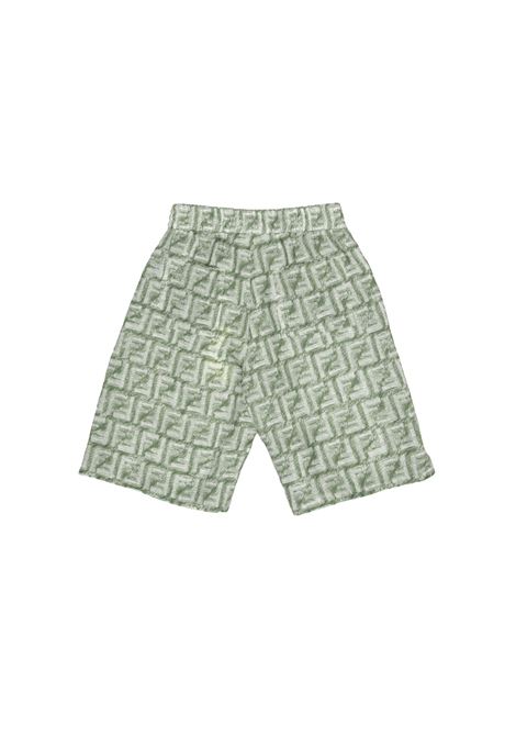 Shorts Con Motivo Monogram Verde FENDI KIDS | JMF473-AQTQF1MTQ