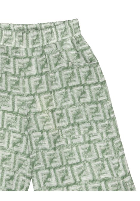 Shorts With Green Monogram Motif FENDI KIDS | JMF473-AQTQF1MTQ