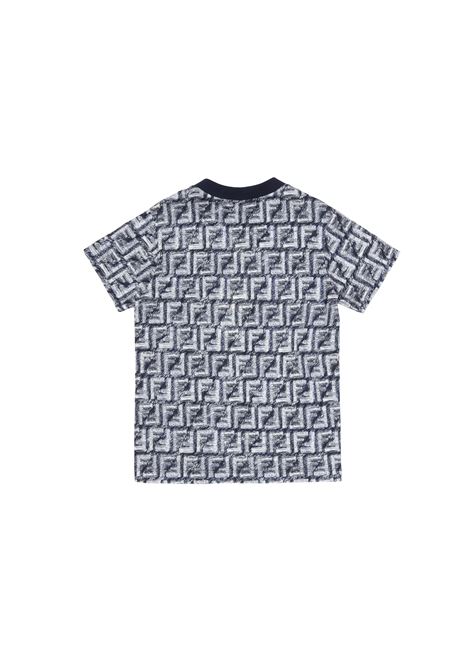 T-Shirt Con Motivo Monogram Blu FENDI KIDS | JMI451-AQTSF04V6