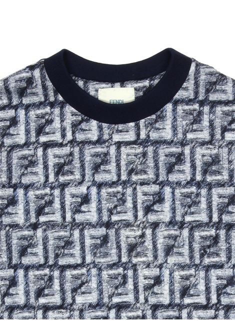 T-Shirt Con Motivo Monogram Blu FENDI KIDS | JMI451-AQTSF04V6
