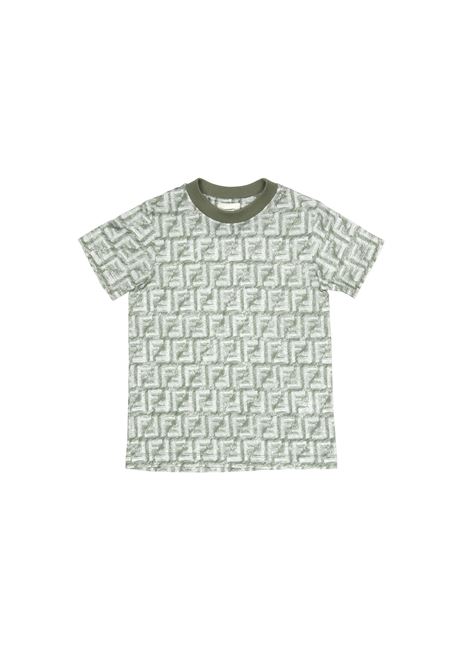 T-Shirt Con Motivo Monogram Verde FENDI KIDS | JMI451-AQTSF1MTQ