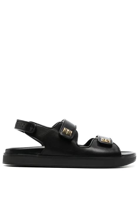 Black Leather Sandals With 4G Logo Plaque GIVENCHY | BE3087E1UB001