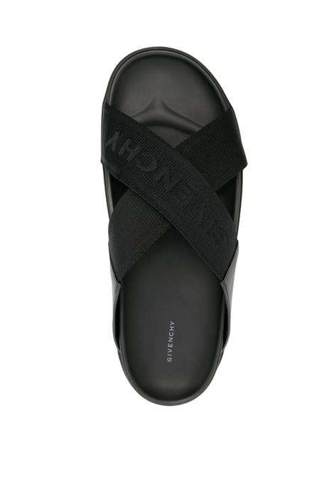Black G Plage Flat Sandals With Cross Webbing GIVENCHY | BH301ZH1H5001