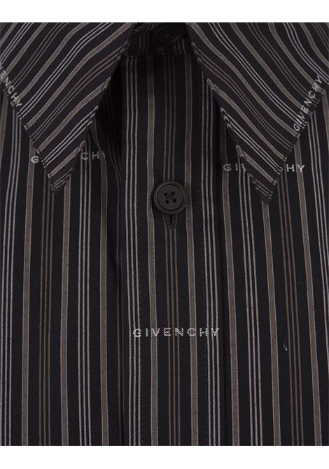 Black and Grey Striped Shirt with All-Over Logo GIVENCHY | BM60WB14P5002