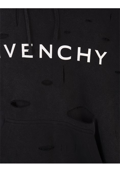 Black Destroyed Hoodie With Logo GIVENCHY | BMJ0JE3Y9W011