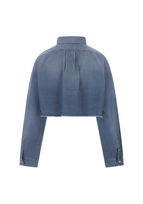 Camicia Corta In Denim Azzurro GIVENCHY | BW618U5Y9T452
