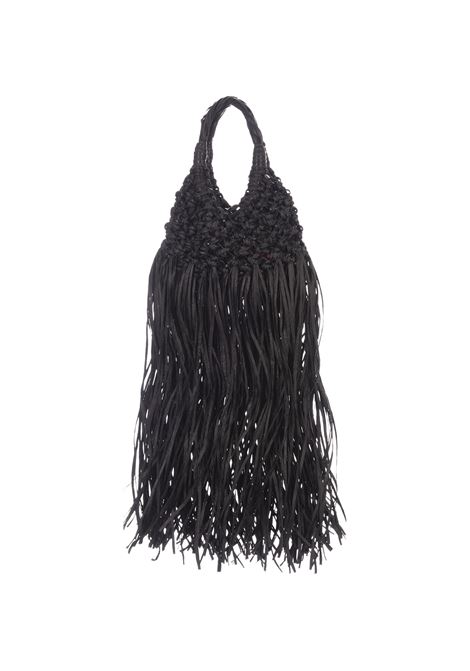 Vannifique Bag In Black Raffia With Fringes HIBOURAMA | RAFFIA FRINGESBLACK
