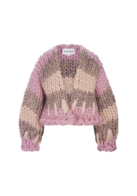 Cardigan Halle In Maglia Colossal Rosa HOPE MACAULAY | HALLE COLOSSAL KNITJACKET