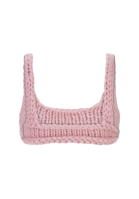 Pink Chunky Knitted Bralette Top HOPE MACAULAY | PINK CHUNKY KNITBRALETTE
