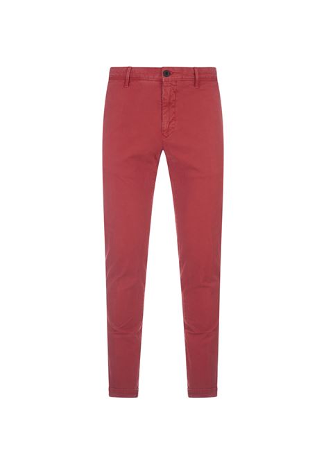 Red Stretch Gabardine Slim Fit Trousers INCOTEX SLACKS | 17S100-9664B225
