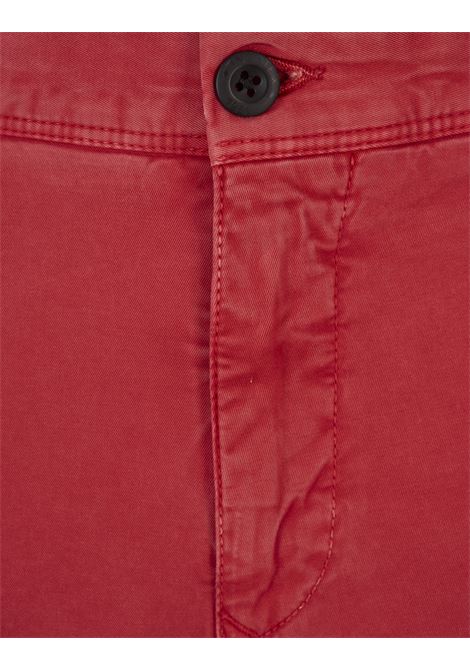 Red Stretch Gabardine Slim Fit Trousers INCOTEX SLACKS | 17S100-9664B225