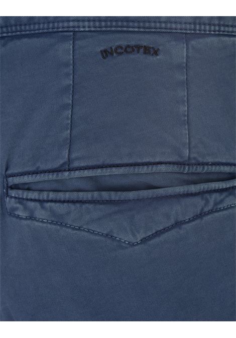 Blue Stretch Gabardine Slim Fit Trousers INCOTEX SLACKS | 17S100-9664B828