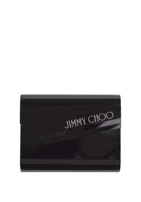 Clutch Candy Nera Con Logo Bianco JIMMY CHOO | CANDY ANZBLACK/WHITE