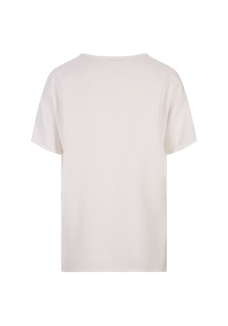 T-Shirt In Seta Bianca KITON | D55401K0962B02