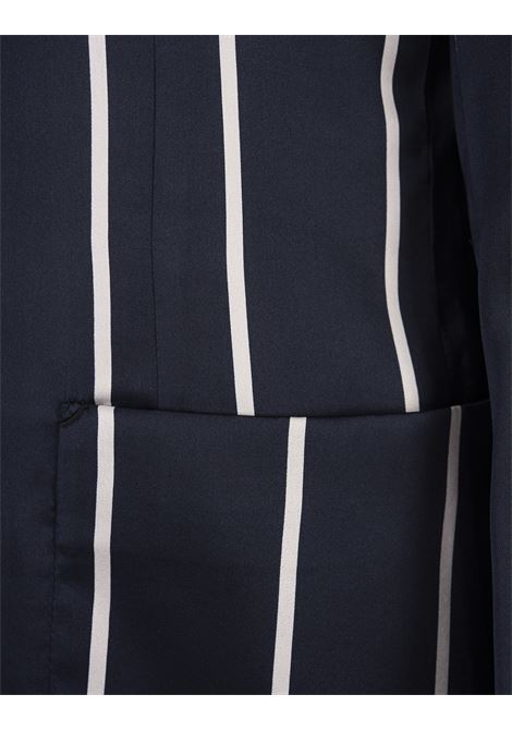 Blue Striped Silk Single-Breasted Blazer KITON | D55512K0978C05