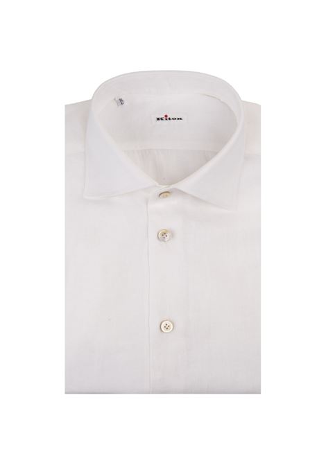Regular Fit Shirt In White Linen KITON | UCCH0883801
