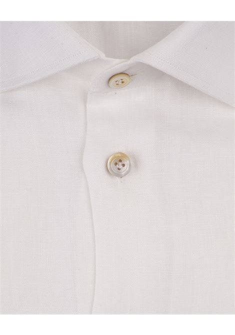 Regular Fit Shirt In White Linen KITON | UCCH0883801