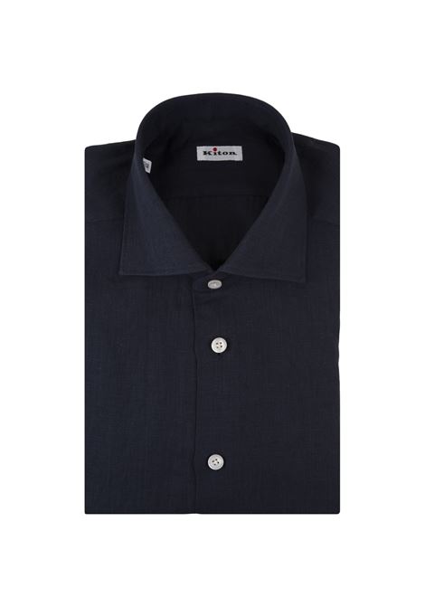 Dark Blue Linen Classic Shirt KITON | UCCKF111114009