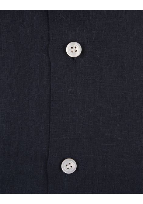 Dark Blue Linen Classic Shirt KITON | UCCKF111114009