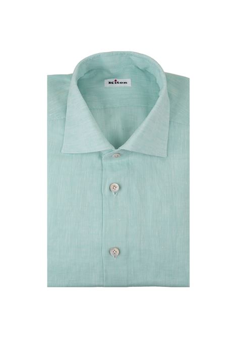 Aqua Green Linen Classic Shirt KITON | UCCKF11111400B