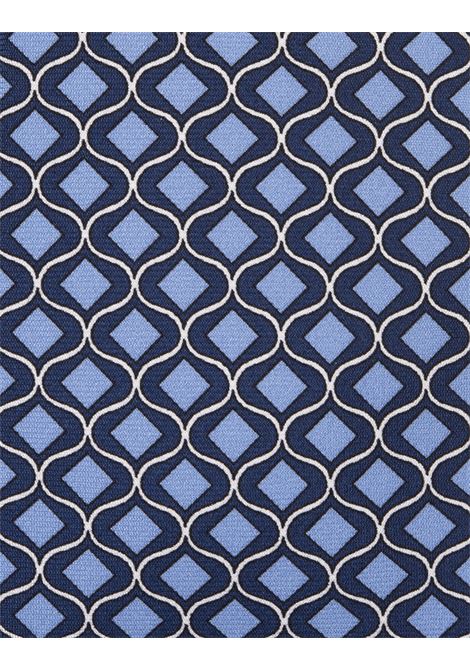 Cravatta In Seta Blu Scuro Con Pattern Rombi Azzurri KITON | UCRVKRC01I1902