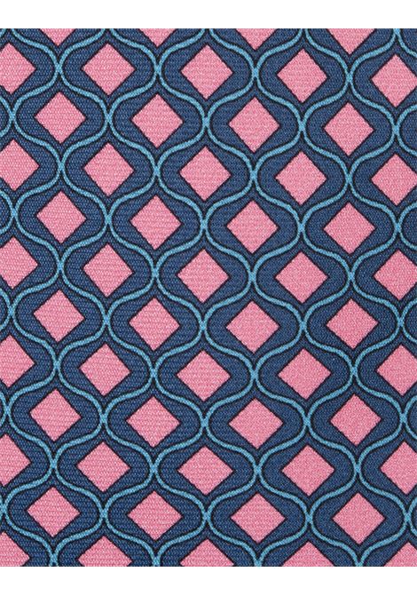 Dark Blue Silk Tie With Pink Diamond Pattern KITON | UCRVKRC01I1903