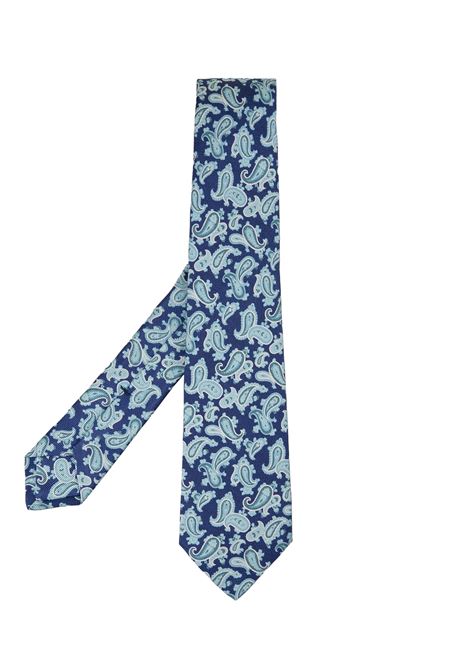 Blue Tie With Turquoise Cashmere Pattern KITON | UCRVKRC01I5902