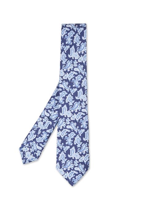 Blue Tie With Light Blue Cashmere Pattern KITON | UCRVKRC01I5903