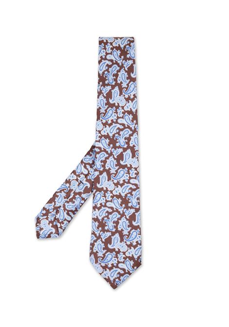 Burgundy Tie With Light Blue Cashmere Pattern KITON | UCRVKRC01I5910