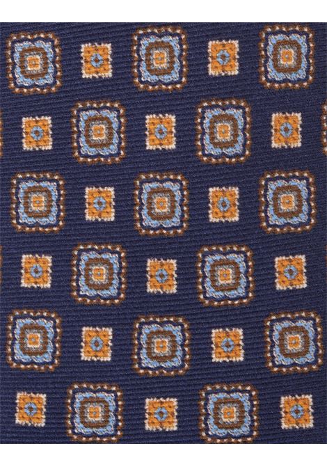 Night Blue Tie With Orange and Light Blue Micro Pattern KITON | UCRVKRC01I6303
