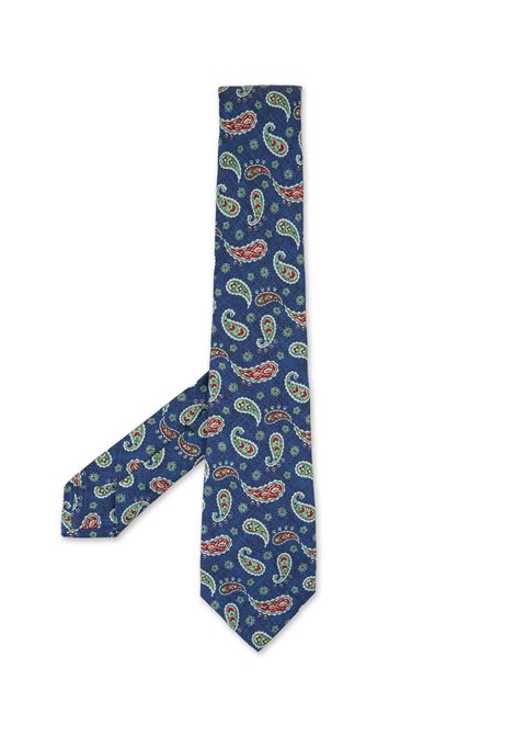 Blue Silk Tie With Paisley Pattern KITON | UCRVKRC01I7204