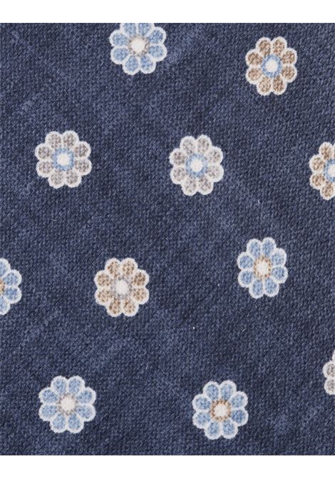 Night Blue Tie With Flower Pattern KITON | UCRVKRC01I7403