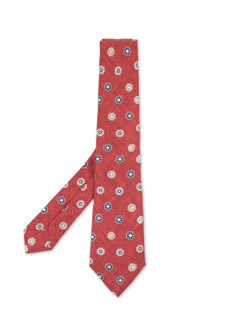 Red Tie With Flower Pattern KITON | UCRVKRC01I7405