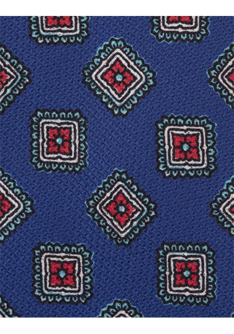Cravatta In Seta Blu Con Pattern Multicolore KITON | UCRVKRC01I8903