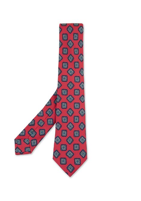 Cravatta In Seta Rossa Con Pattern Multicolore KITON | UCRVKRC01I8906