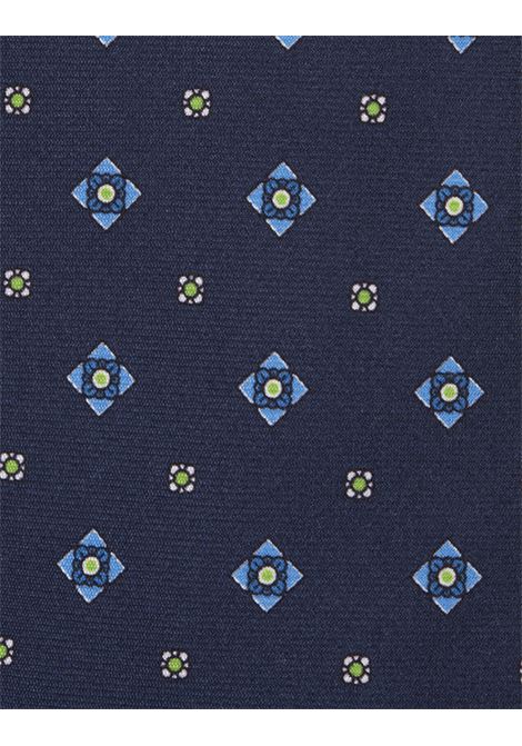 Night Blue Tie With Floral Micro Pattern KITON | UCRVKRC01I9903