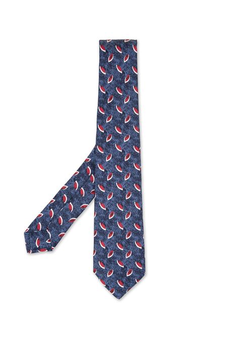 Blue Tie With Red Leaves Pattern KITON | UCRVKRC02I1103