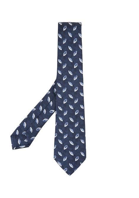 Blue Tie With Light Blue Leaves Pattern KITON | UCRVKRC02I1104