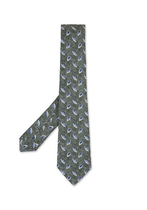 Green Tie With Red Leaves Pattern KITON | UCRVKRC02I1107