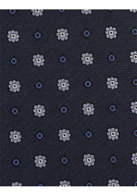 Navy Blue Tie With Micro Flowers KITON | UCRVKRC02I5003