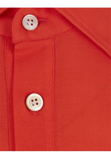 Orange Piqu? Short-Sleeved Polo Shirt KITON | UMCPOSH0883703