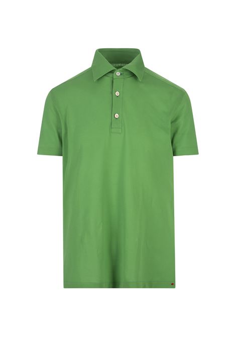 Green Piqu? Short-Sleeved Polo Shirt KITON | UMCPOSH0883704