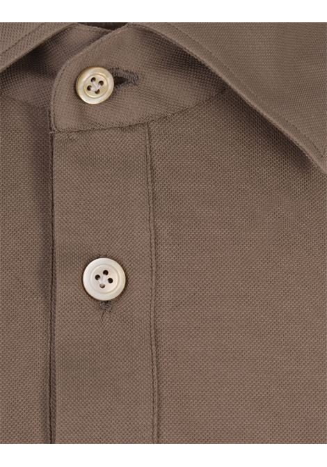 Brown Piqu? Short-Sleeved Polo Shirt KITON | UMCPOSH0883712