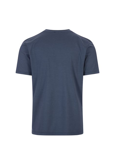 T-Shirt Basic In Seta e Cotone Blu KITON | UMK035502