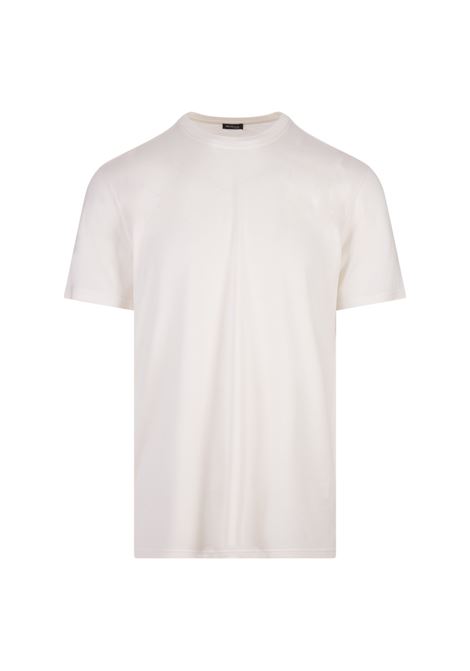 White Silk and Cotton Basic T-Shirt KITON | UMK035505